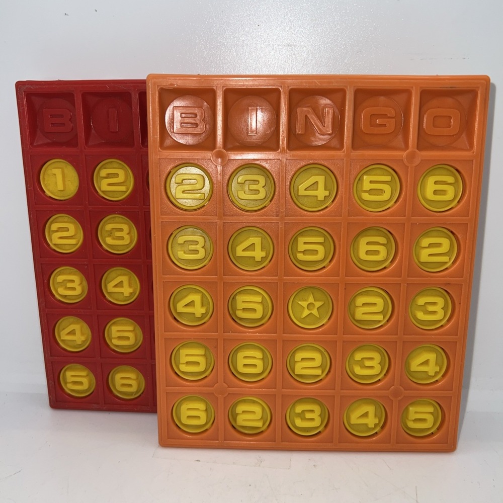 2 Bingo Pop-O-Matic Vintage Game Push Button Boards Vintage 70's Plastic